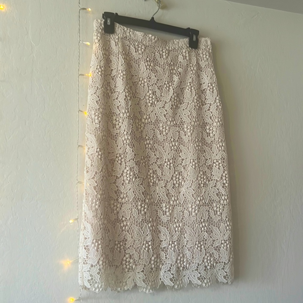 Floral lace print pencil skirt